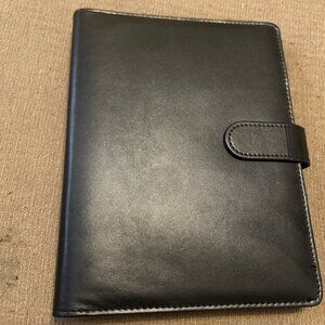 Organizer Black Faux Leather 6 Prong 9.5"x7.5" Magnetic Personal Office Planner